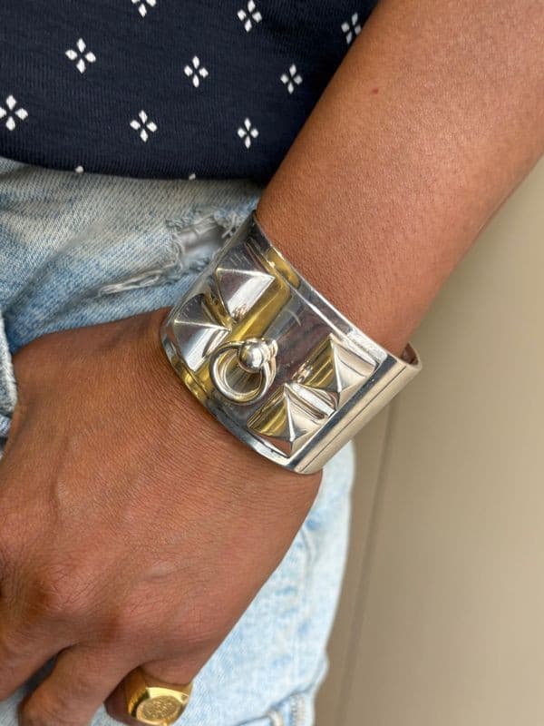 MANCHETTE HERMES ARGENT COLLIER DE CHIEN — vue 2