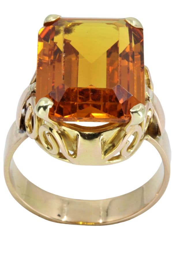 BAGUE MODERNE SAPHIR ORANGE — vue 1