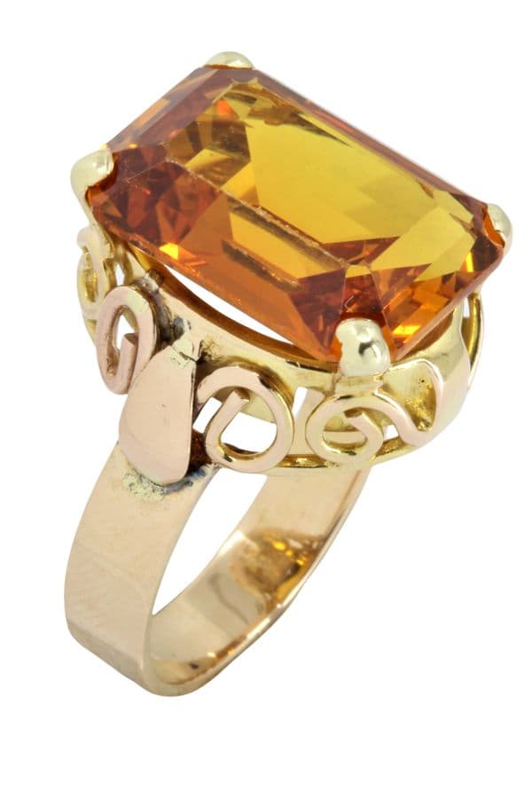 BAGUE MODERNE SAPHIR ORANGE — vue 3
