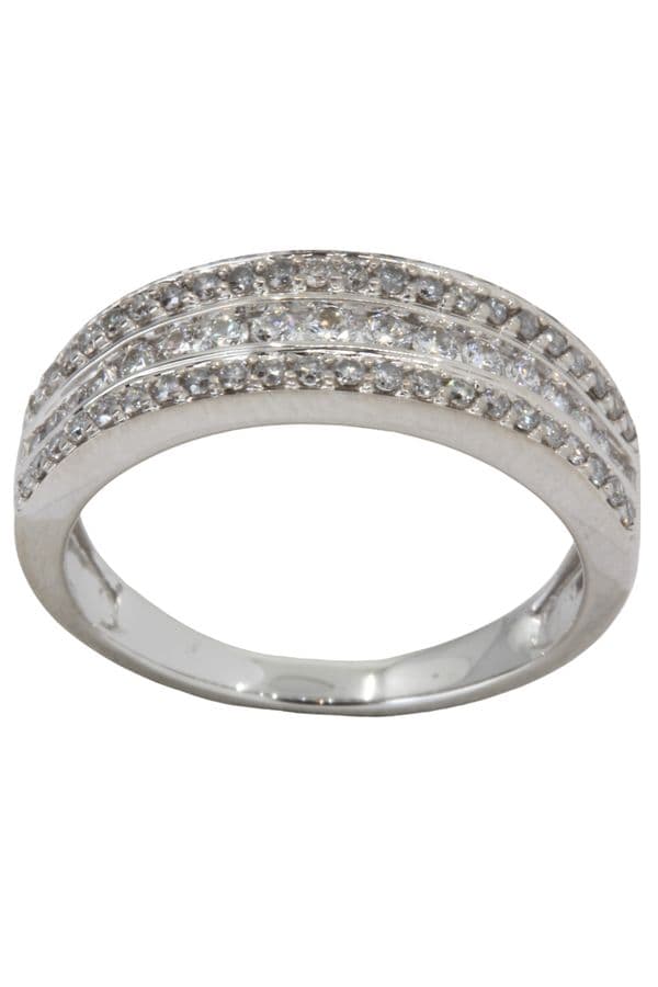 BAGUE MODERNE PAVAGE DIAMANTS — vue 1