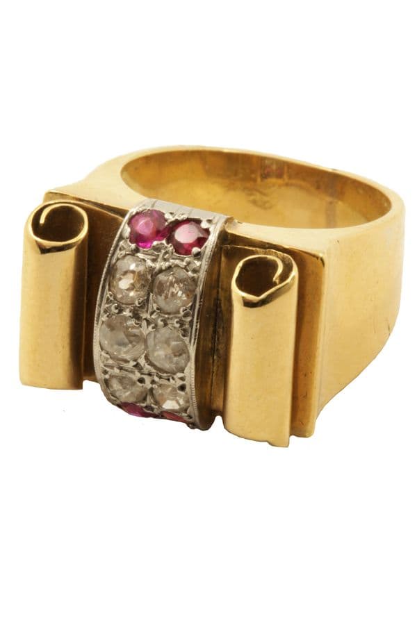 BAGUE TANK RUBIS ET DIAMANTS — vue 2