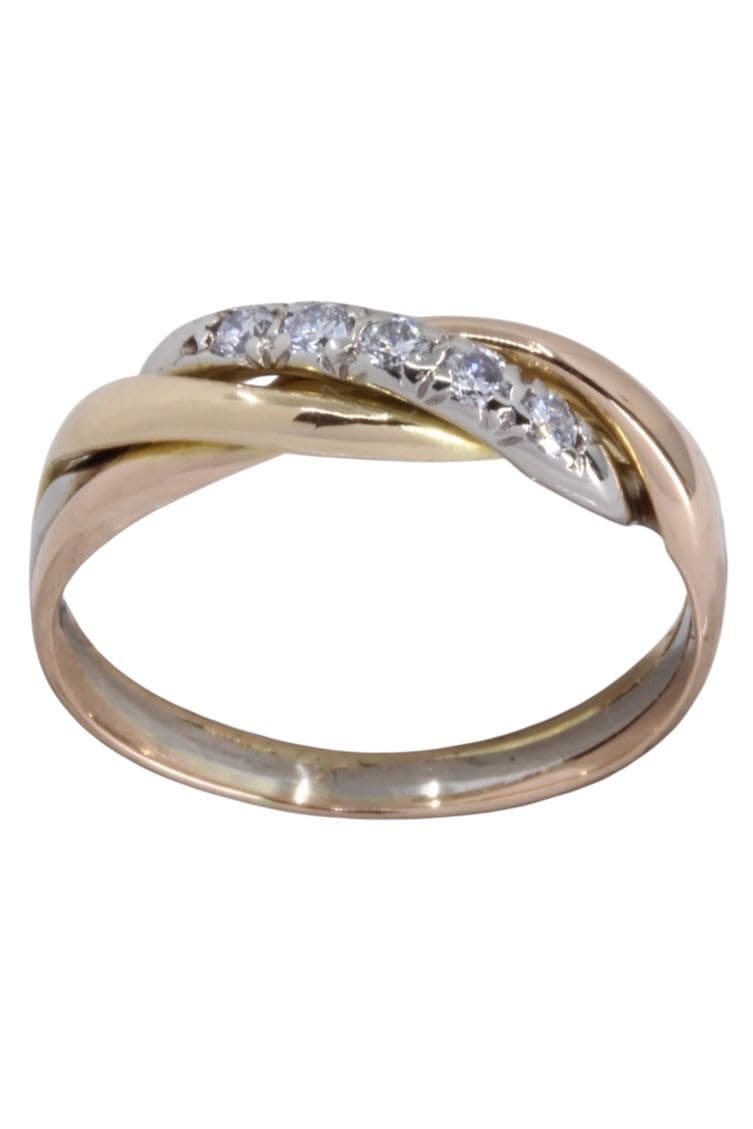 BAGUE TROIS ORS DIAMANTS — vue 1