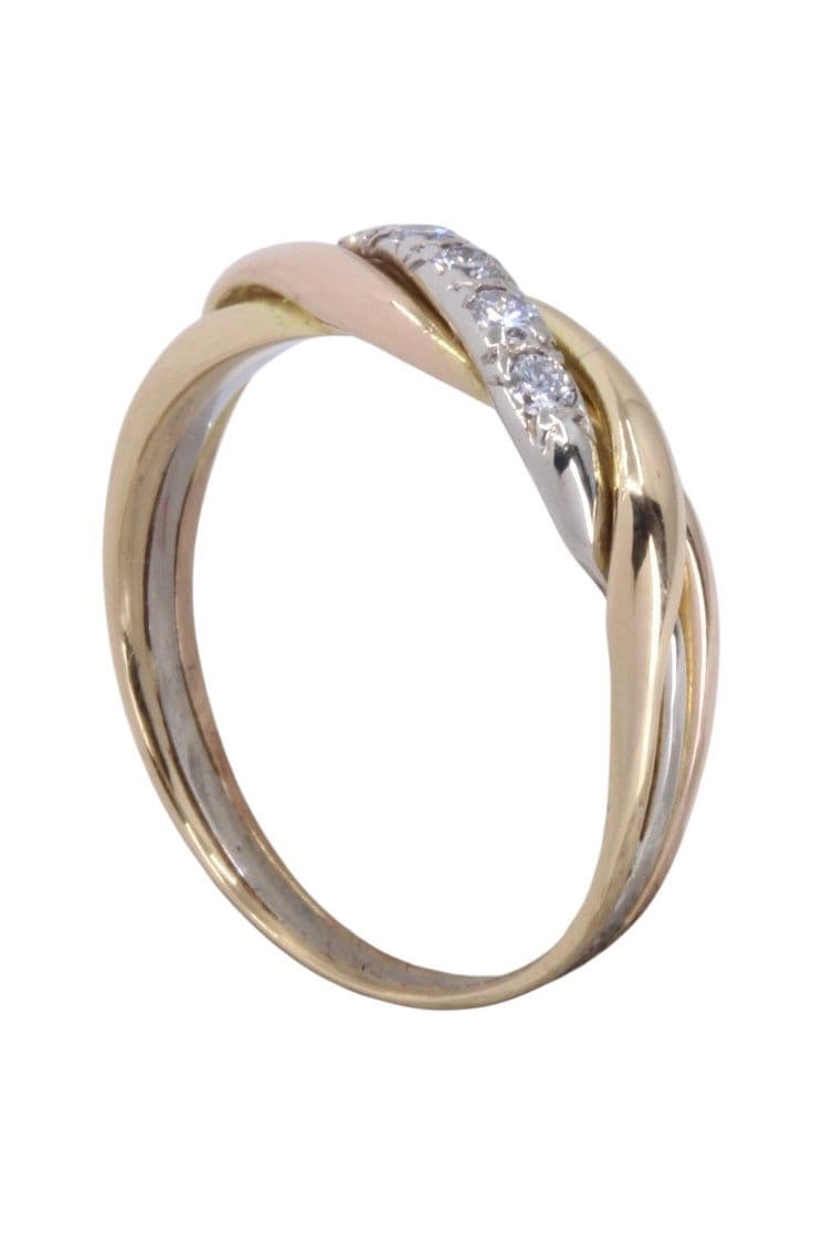 BAGUE TROIS ORS DIAMANTS — vue 4
