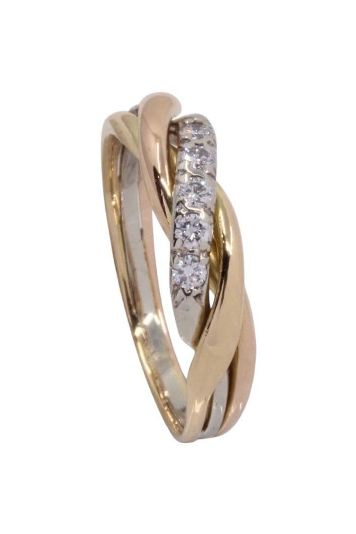 BAGUE TROIS ORS DIAMANTS — vue 5