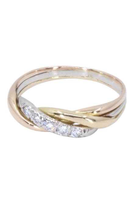 BAGUE TROIS ORS DIAMANTS — vue 6