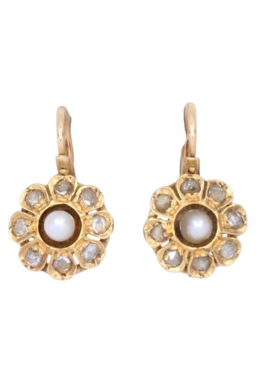 DORMEUSES ANCIENNES PERLES ET DIAMANTS — vue 1