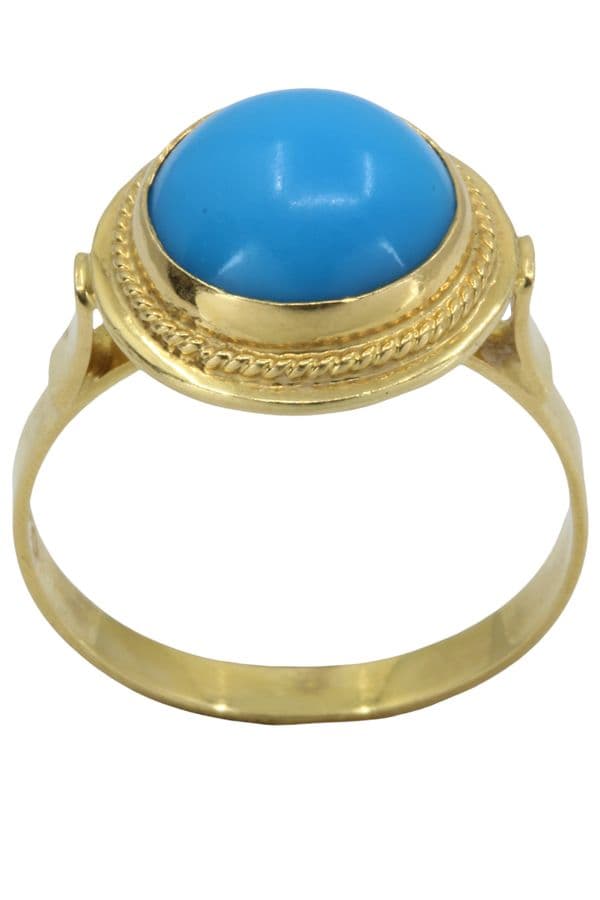 BAGUE TURQUOISE CABOCHON — vue 1