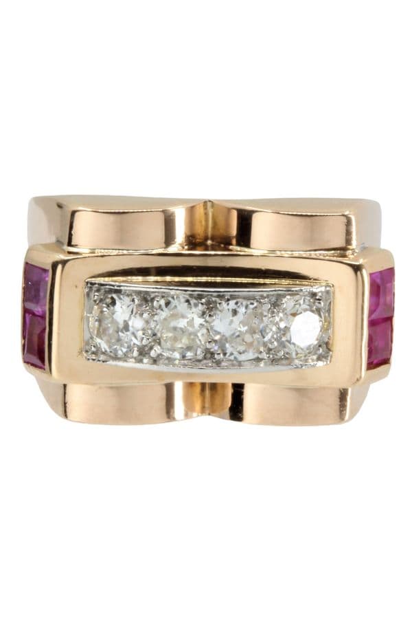 BAGUE TANK RUBIS ET DIAMANTS — vue 2