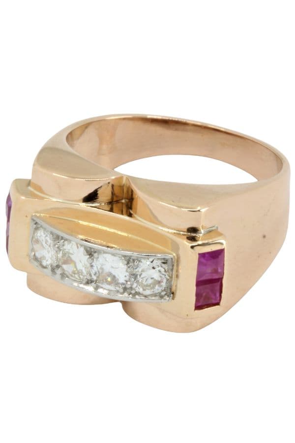 BAGUE TANK RUBIS ET DIAMANTS — vue 3