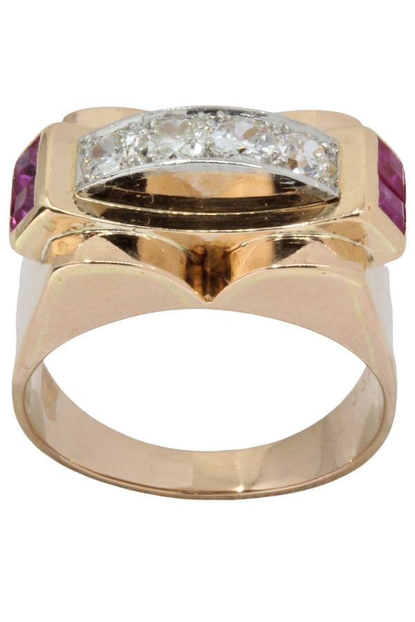 BAGUE TANK RUBIS ET DIAMANTS — vue 4