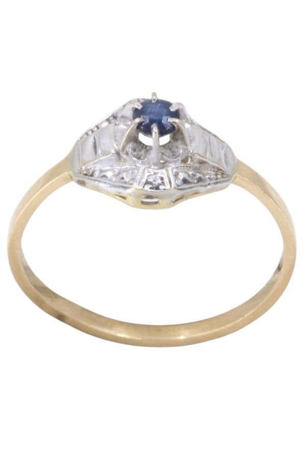 BAGUE ANCIENNE 2 ORS SAPHIR — vue 1