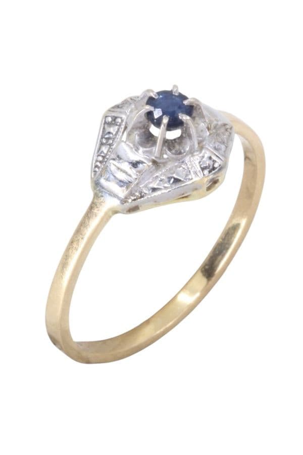 BAGUE ANCIENNE 2 ORS SAPHIR — vue 3