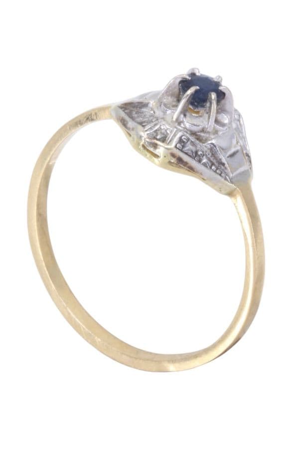 BAGUE ANCIENNE 2 ORS SAPHIR — vue 4