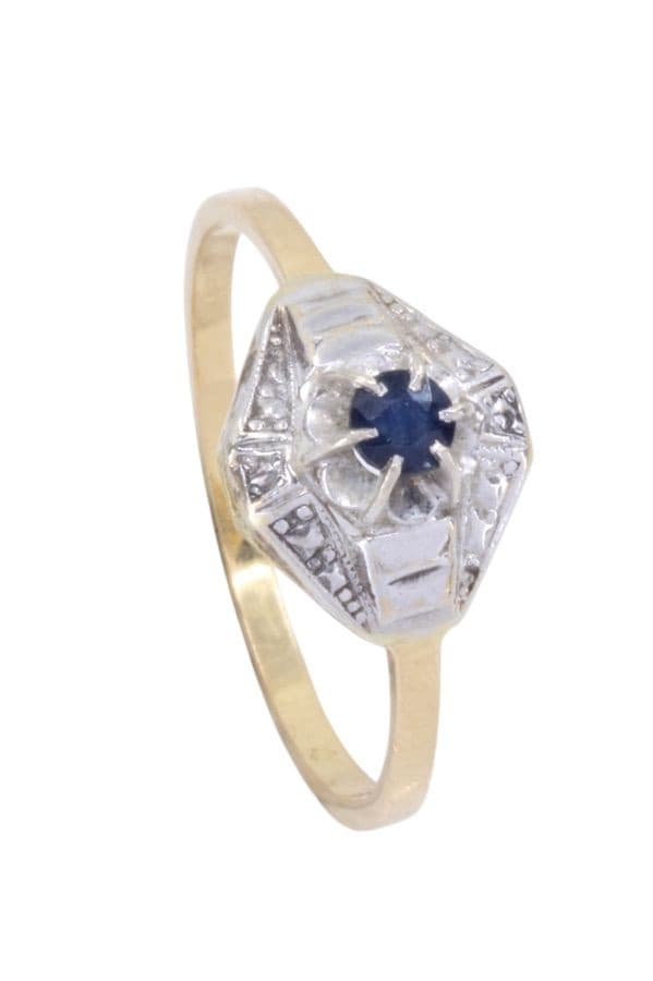 BAGUE ANCIENNE 2 ORS SAPHIR — vue 5