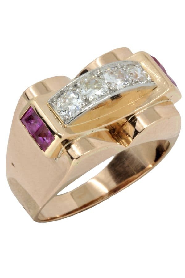 BAGUE TANK RUBIS ET DIAMANTS — vue 5