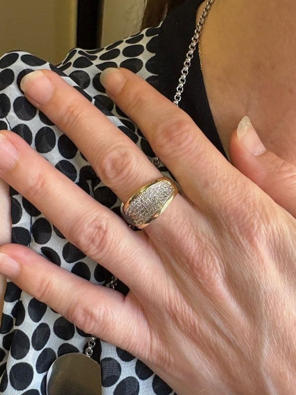 BAGUE MODERNE PAVAGE DIAMANTS — vue 2