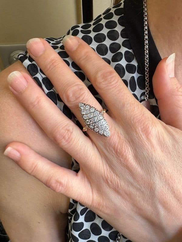 BAGUE MARQUISE DIAMANTS — vue 2