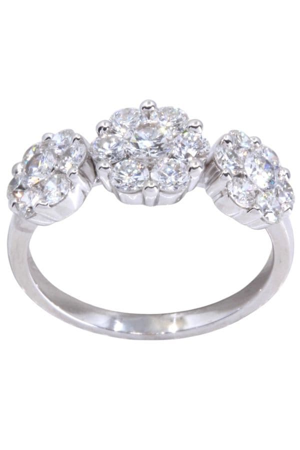 BAGUE MODERNE FLEURS DIAMANTS — vue 1