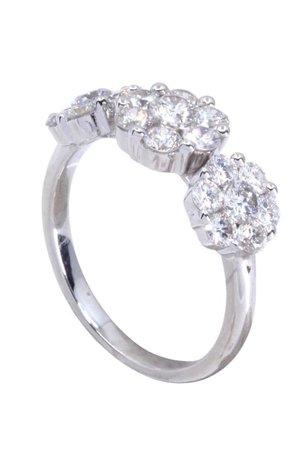 BAGUE MODERNE FLEURS DIAMANTS — vue 4
