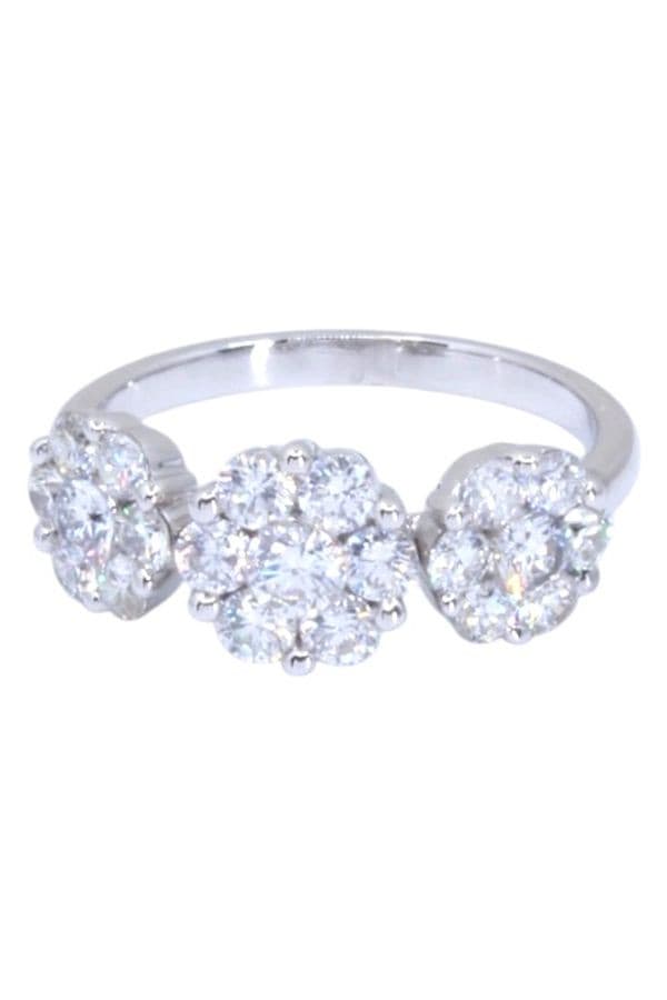 BAGUE MODERNE FLEURS DIAMANTS — vue 6