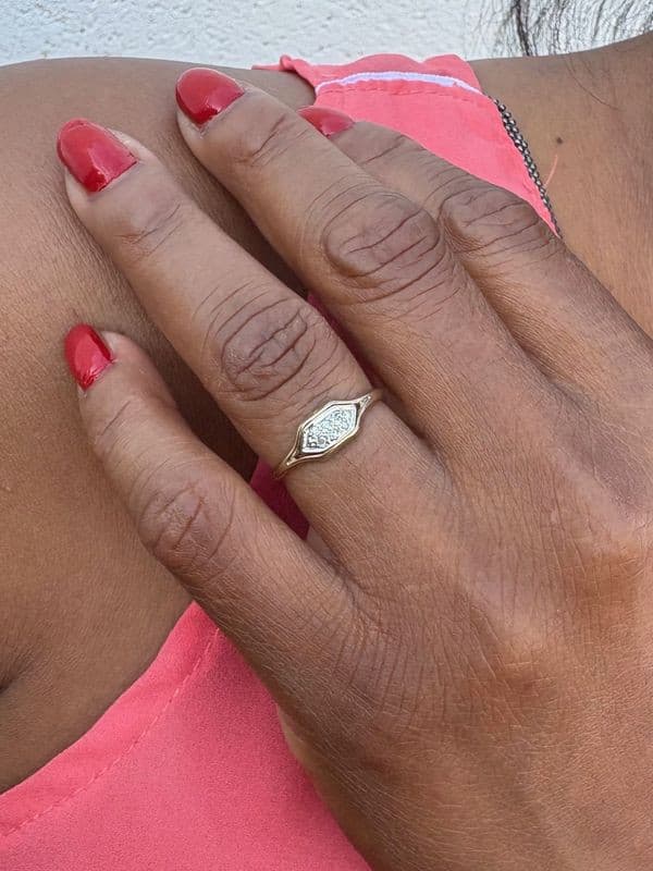 BAGUE ANCIENNE 2 ORS ET DIAMANTS — vue 2