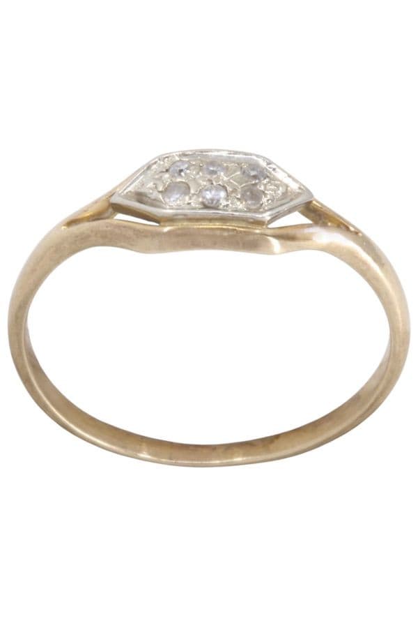 BAGUE ANCIENNE 2 ORS ET DIAMANTS — vue 1