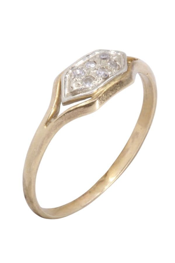 BAGUE ANCIENNE 2 ORS ET DIAMANTS — vue 3