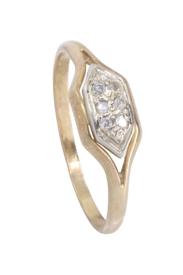 BAGUE ANCIENNE 2 ORS ET DIAMANTS — vue 5