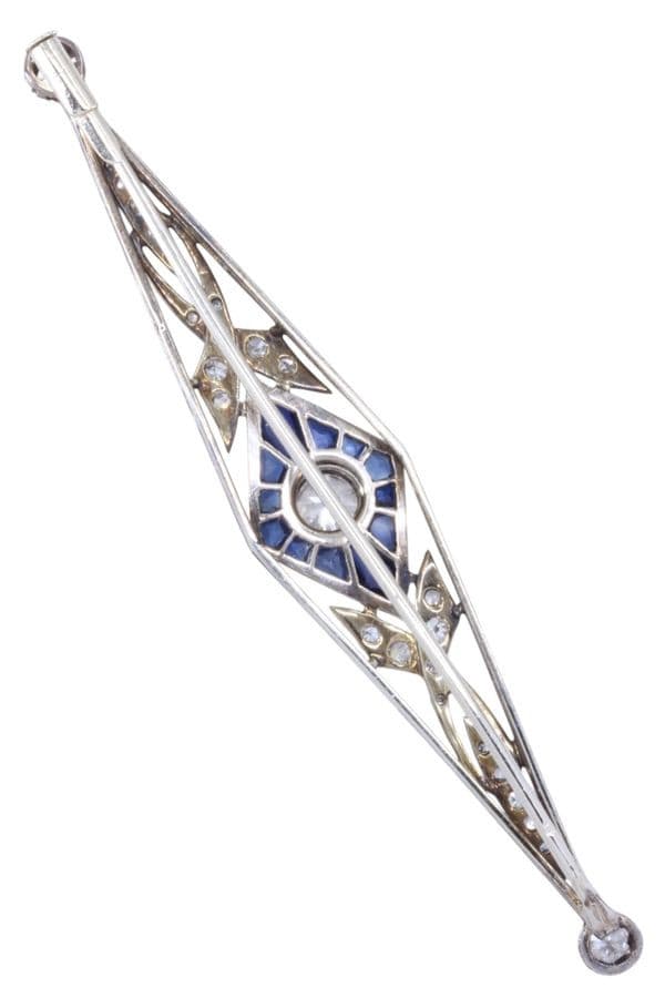 BROCHE ART-DÉCO SAPHIRS ET DIAMANTS — vue 2