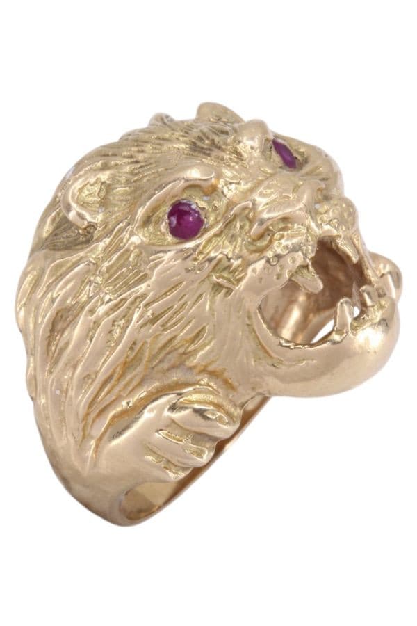 BAGUE TÊTE DE LION RUBIS — vue 3
