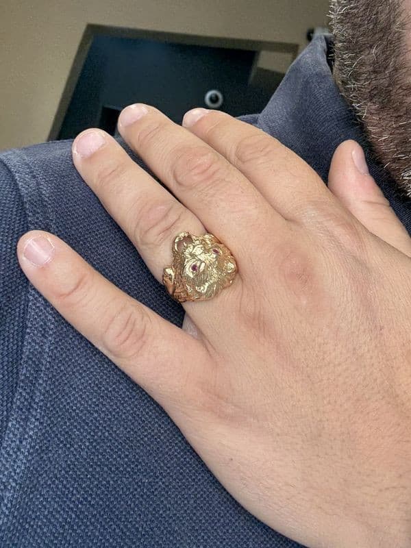 BAGUE TÊTE DE LION RUBIS — vue 2