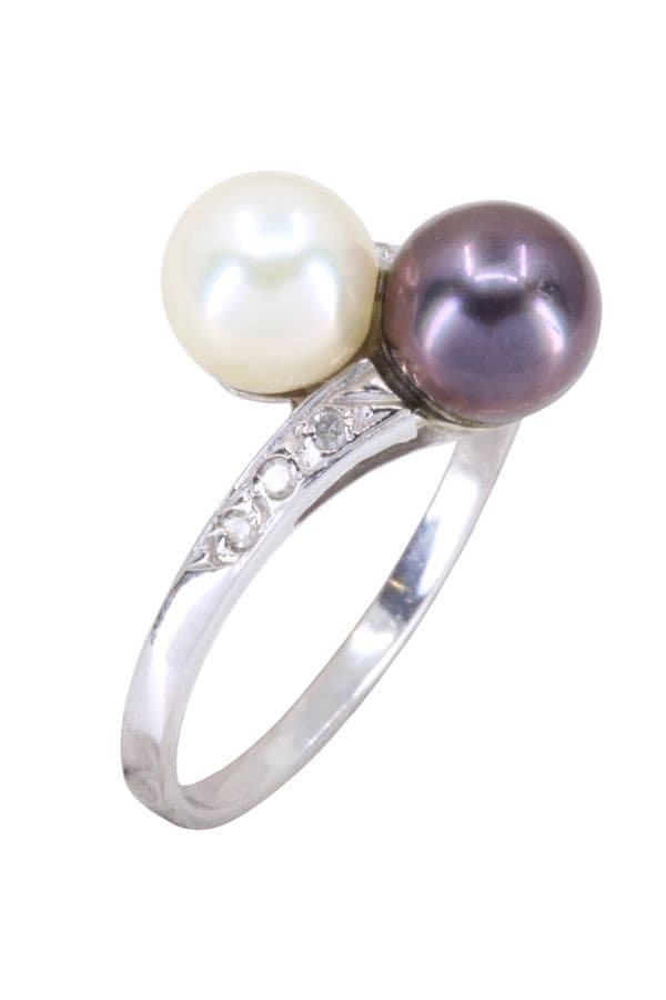 BAGUE TOI ET MOI PERLES ET DIAMANTS — vue 3