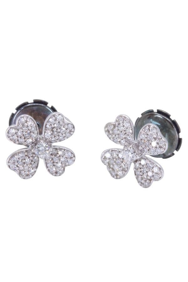 BOUCLES D'OREILLES TRÉFLE DIAMANTS — vue 3