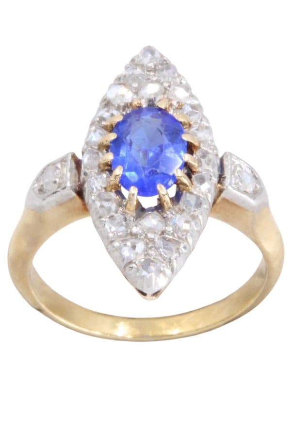 MARQUISE ART-NOUVEAU TANZANITE ET DIAMANTS — vue 1