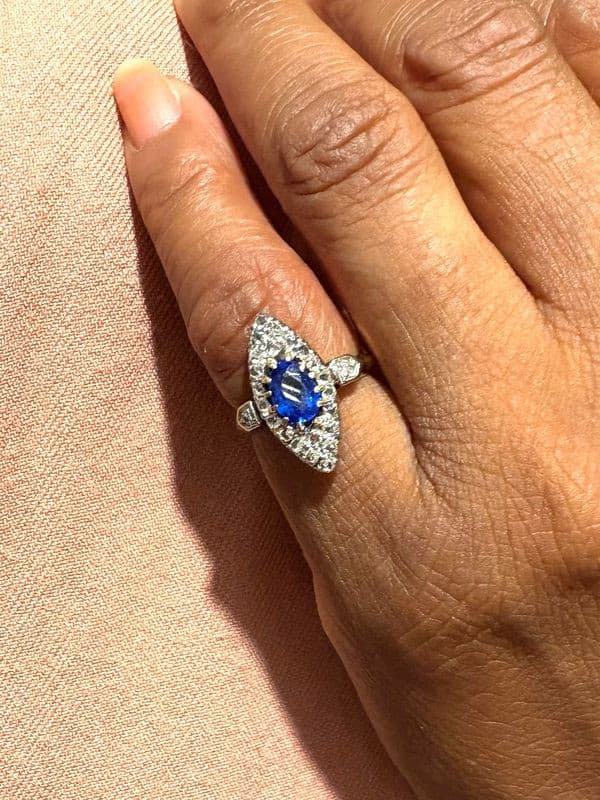 MARQUISE ART-NOUVEAU TANZANITE ET DIAMANTS — vue 2