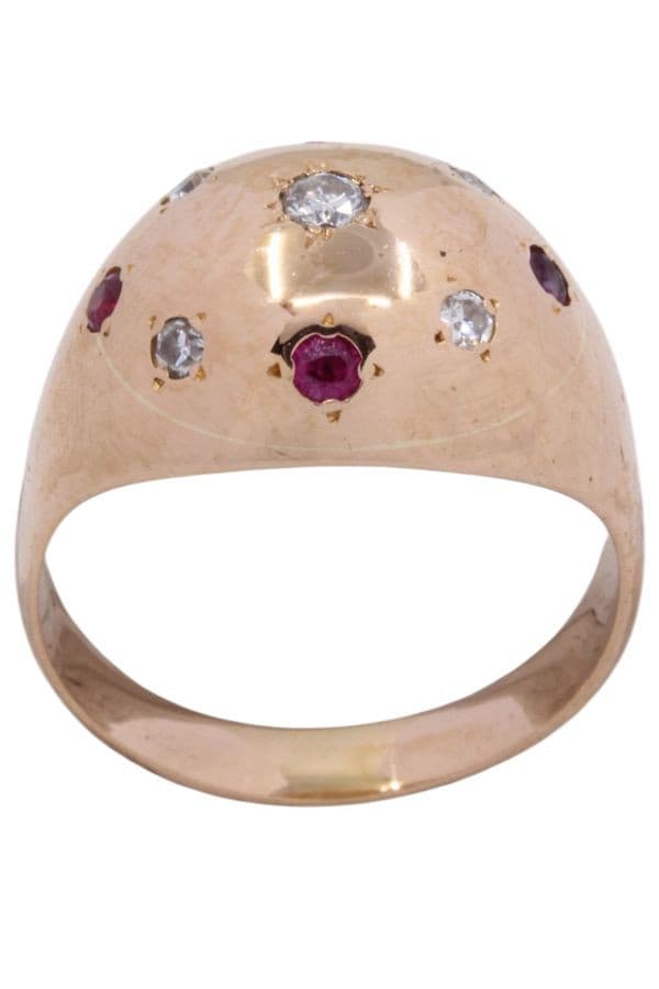 BAGUE BOULE RUBIS ET DIAMANTS