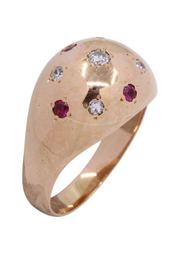 BAGUE BOULE RUBIS ET DIAMANTS — vue 3