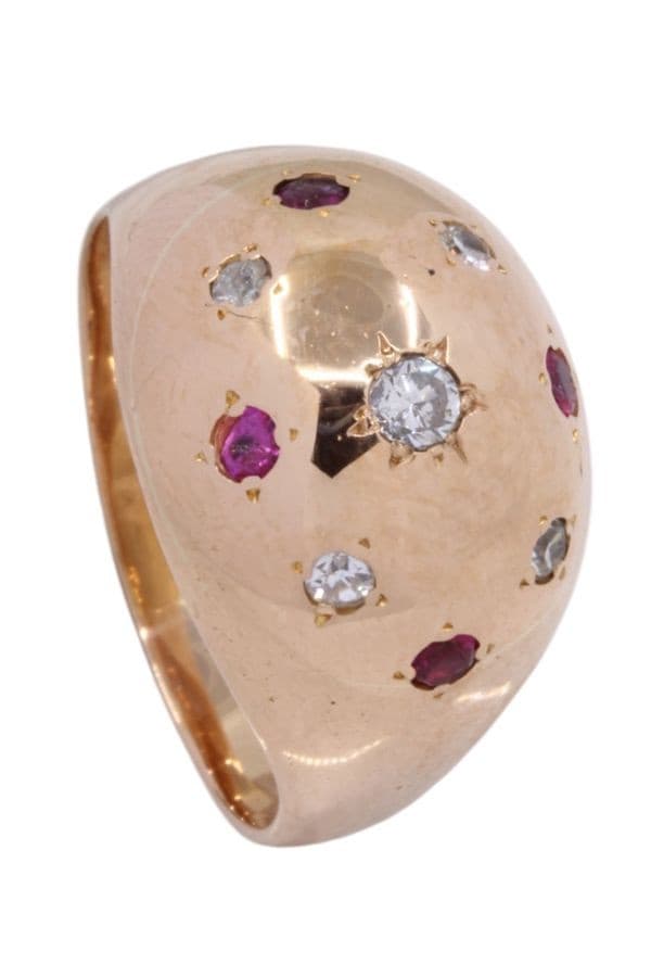 BAGUE BOULE RUBIS ET DIAMANTS — vue 4