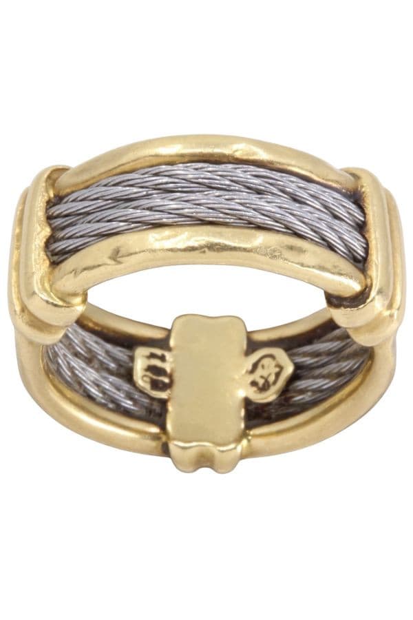 BAGUE CABLE OR/ACIER — vue 1