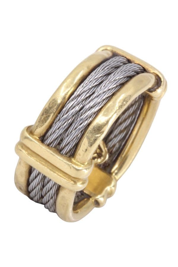 BAGUE CABLE OR/ACIER — vue 3