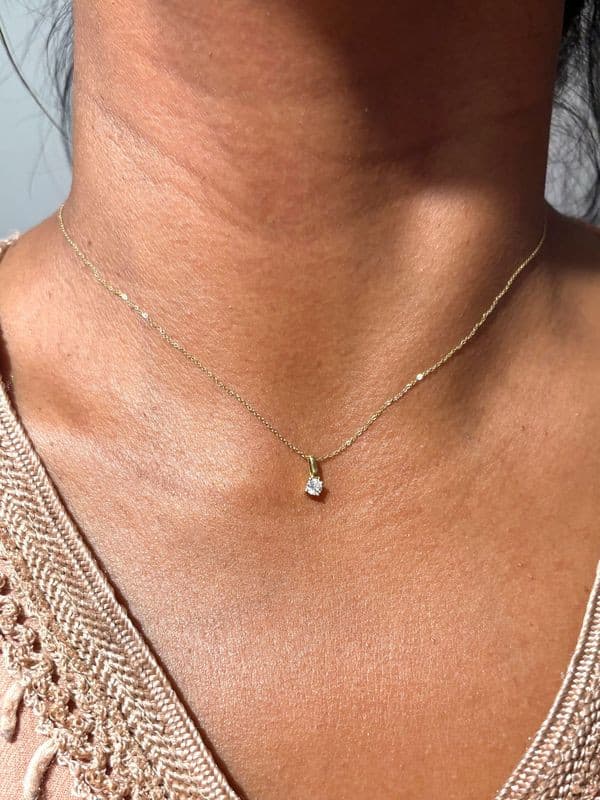 COLLIER DIAMANT SOLITAIRE 0.16 CARAT — vue 2