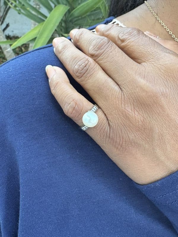 BAGUE PERLE ET DIAMANTS — vue 2
