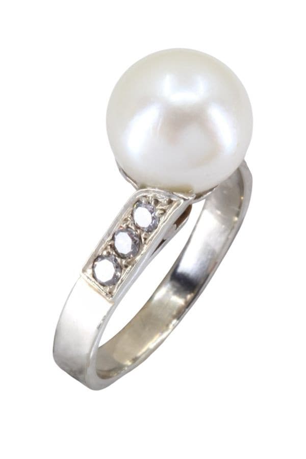 BAGUE PERLE ET DIAMANTS — vue 3