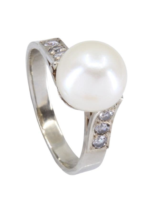 BAGUE PERLE ET DIAMANTS — vue 4