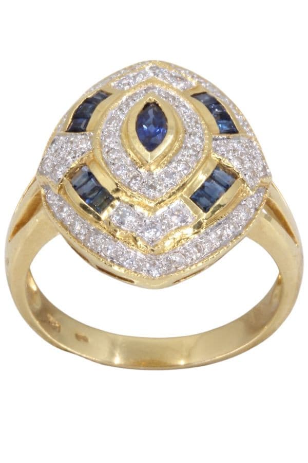 MARQUISE MODERNE SAPHIRS ET DIAMANTS — vue 1