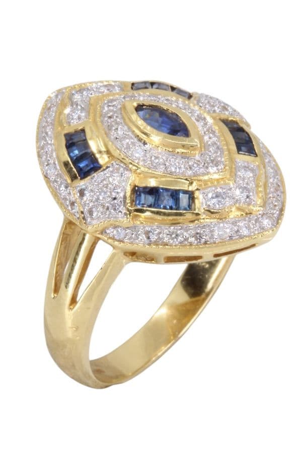 MARQUISE MODERNE SAPHIRS ET DIAMANTS — vue 3