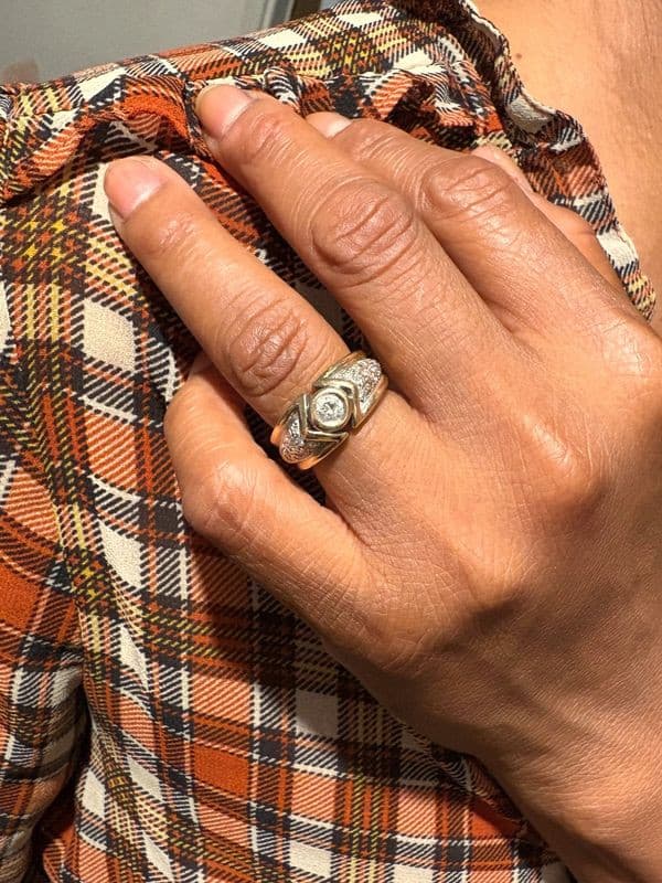 BAGUE 2 ORS DIAMANTS — vue 2