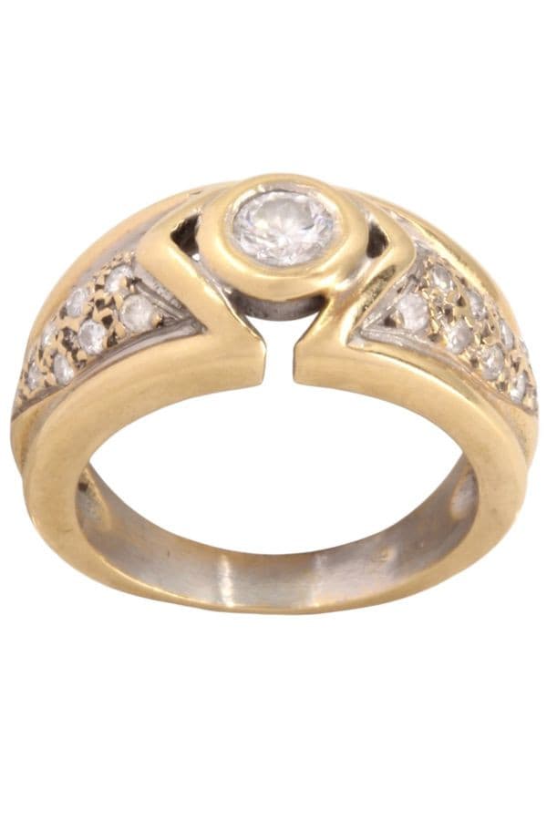 BAGUE 2 ORS DIAMANTS — vue 1