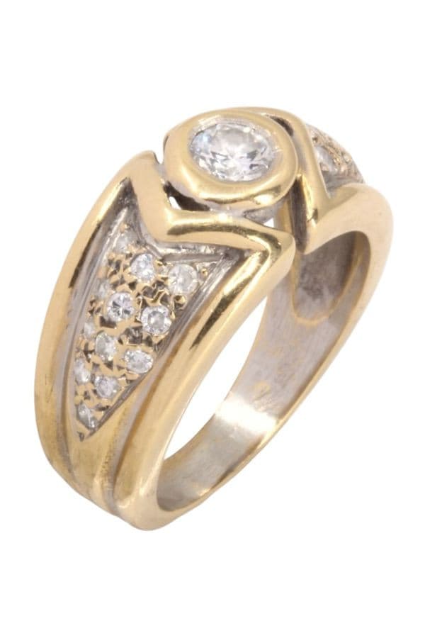 BAGUE 2 ORS DIAMANTS — vue 3