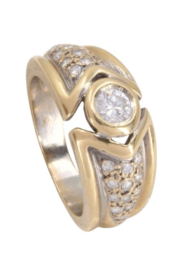 BAGUE 2 ORS DIAMANTS — vue 5